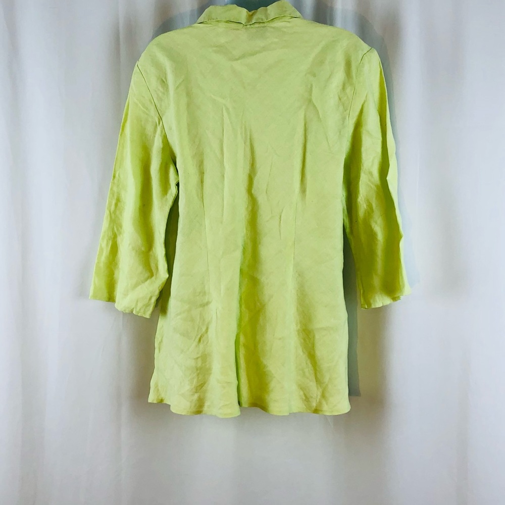 Edward Linen Collared Half Button 3/4 Sleeve Top L - image 5